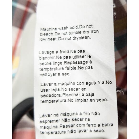 Boss Orange Plaid Men's Medium Button Up Short Sleeve Red White Brown Logo - Picture 8 of 12